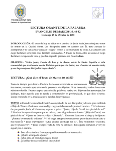 LECTURA ORANTE DE LA PALABRA EVANGELIO DE MARCOS 10, 46-52