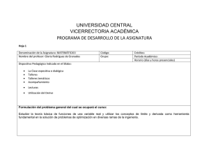 UNIVERSIDAD CENTRAL VICERRECTORIA ACAD&Eacute;MICA PROGRAMA DE DESARROLLO DE LA ASIGNATURA