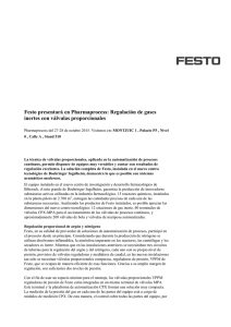 Festo presentará en Pharmaprocess: Regulación de gases inertes con válvulas proporcionales