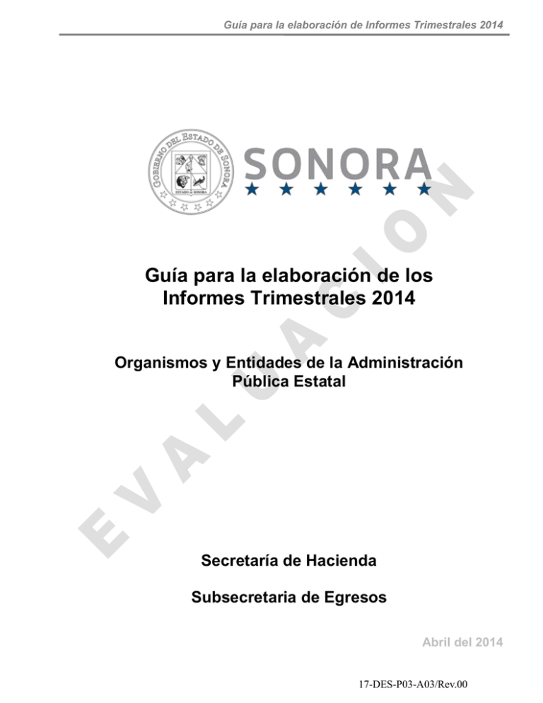 Guía Para Elaboración De Informes Trimestrales 2014