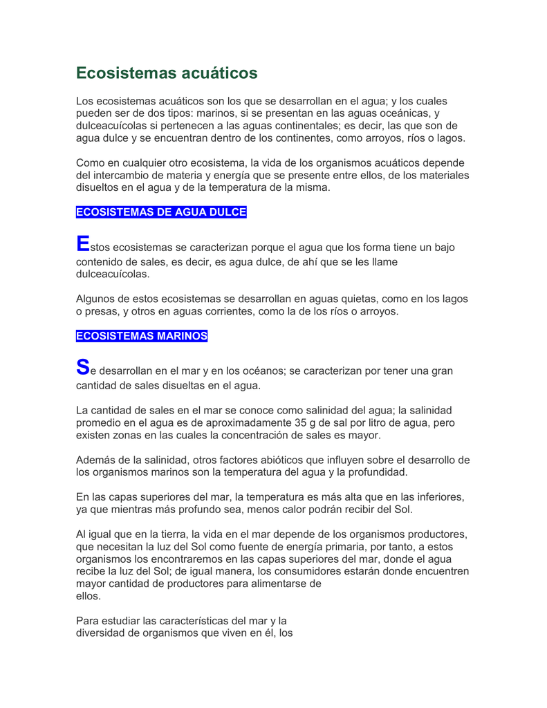 Ecosistemas Acu ticos