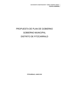 PROPUESTA DE PLAN DE GOBIERNO GOBIERNO MUNICIPAL DISTRITO DE FITZCARRALD