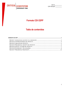 Formato CDI CEPF Tabla de contenidos CDI ID:___________