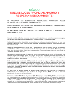 MÉXICO: NUEVAS LUCES PROPICIAN AHORRO Y RESPETAN MEDIO AMBIENTE*