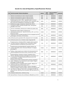 Sección 3a: Lista de Requisitos y Especificaciones Técnicas