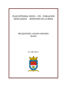 plan integral unico * piu - poblacion desplazada municipio de la mesa