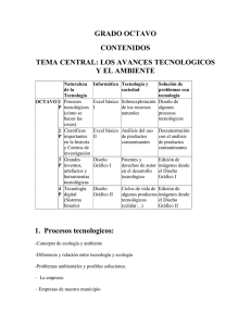 GRADO OCTAVO CONTENIDOS TEMA CENTRAL: LOS AVANCES TECNOLOGICOS Y EL AMBIENTE