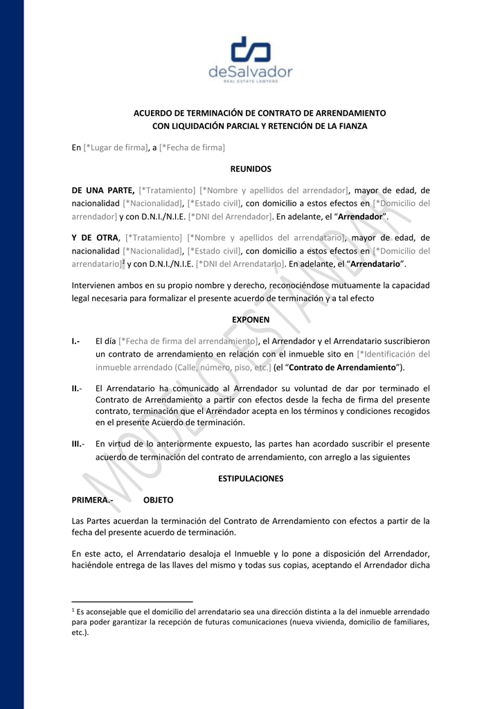 ACUERDO DE TERMINACIÓN DE CONTRATO