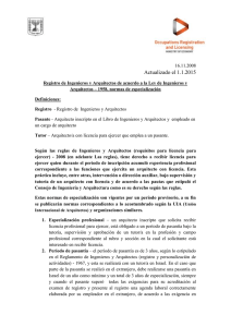 16.11.2008 Actualizado el 1.1.2015 Registro de Ingenieros y