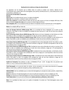 Realizaci&oacute;n de la n&oacute;mina en Hojas de c&aacute;lculo (Excel) Los