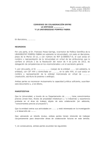 Modelo convenio colaboración Fecha revisión: 10/06/2013 Unitat d