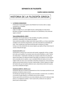 HISTORIA DE LA FILOSOFÍA GRIEGA SEPARATA DE FILOSOFÍA RUBÉN CABEZAS ONOFRIO