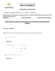 GUIA DE TRABAJO.  Matemática Fundamental