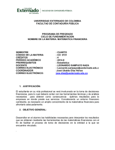 UNIVERSIDAD EXTERNADO DE COLOMBIA FACULTAD DE CONTADURÍA PÚBLICA PROGRAMA DE PREGRADO