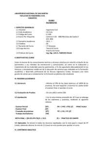 UNIVERSIDAD NACIONAL DE SAN MARTIN FACULTAD DE INGENIERIA CIVIL TARAPOTO SILABO