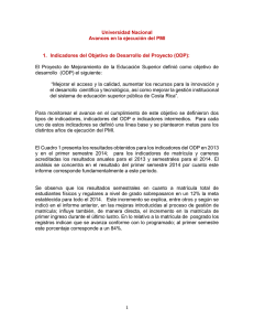 Universidad Nacional Avances en la ejecuci&oacute;n del PMI