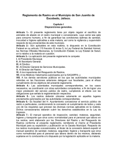 Reglamento de Rastro en el Municipio de San Juanito de