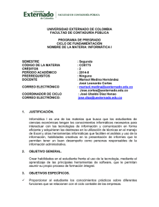 UNIVERSIDAD EXTERNADO DE COLOMBIA FACULTAD DE CONTADURÍA PÚBLICA PROGRAMA DE PREGRADO