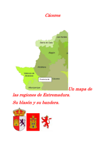Cáceres  Un mapa de las regiones de Extremadura.
