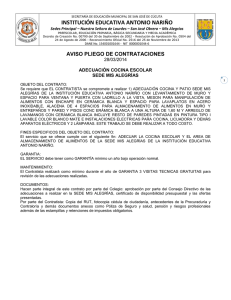 aviso pliego de contrataciones - Institución Educativa Antonio Nariño