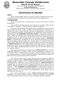 ordenanza nº 1404/2012 - Honorable Concejo Deliberante