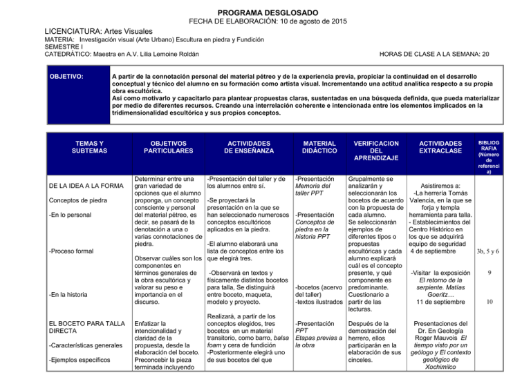 programa desglosado 2015 2