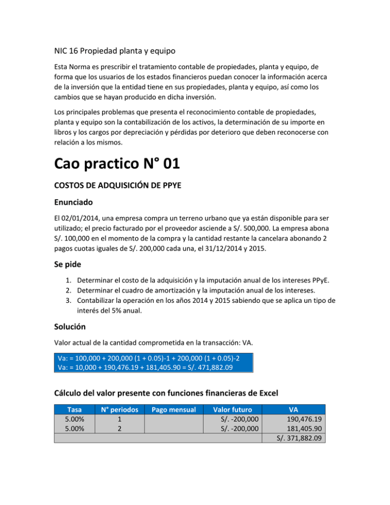 NIC 16 Propiedad Planta Y Equipo