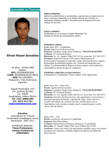 Licenciado en Turismo Efraín Reyes González