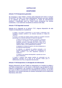 CAPÍTULO XVII EXCEPCIONES Artículo 17.01 Excepciones generales