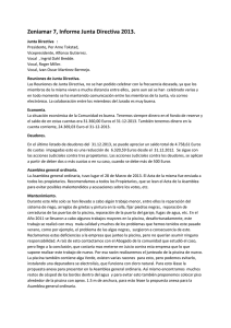 Zeniamar 7, Informe Junta Directiva 2013.