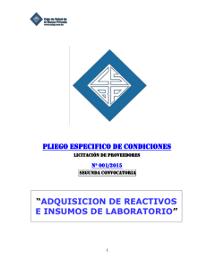 LPP 01-2015 ADQUISICION DE REACTIVOS E INSUMOS DE