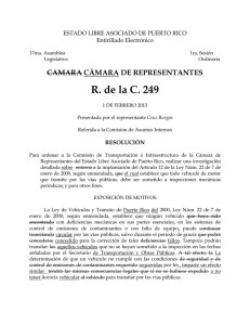 R. de la C. 249 CAMARA CÁMARA DE REPRESENTANTES