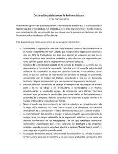 Declaraci&oacute;n p&uacute;blica sobre la Reforma Laboral