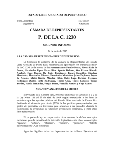 P. DE LA C. 1230 CÁMARA DE REPRESENTANTES