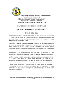 CONSEJO COMUNITARIO DEL PALENQUE  AFRODESCENDIENTE Vereda San Andrés (Girardota Ant.)