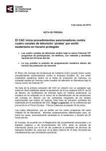 El CAC inicia procedimientos sancionadores contra ‘piratas’ por emitir