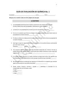 GUÍA DE EVALUACIÓN DE QUÍMICA No. 1 LA MATERIA