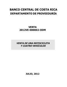 Cartel Venta No. 000002-2012-ODM Vehiculos