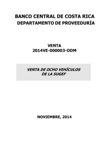 Cartel 2014VE-000003-2014 Venta de Vehiculos SUGEF