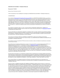 MINISTERIO DE ECONOMÍA Y FINANZAS PÚBLICAS Resolución Nº 16/2014