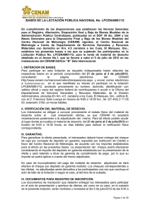 Bases de Licitaci&oacute;n P&uacute;blica Nacional CENAM01