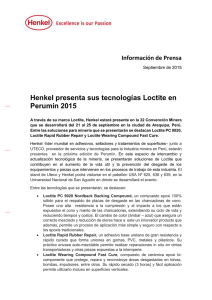 Henkel presenta sus tecnologías Loctite en Perumin 2015  Información de Prensa