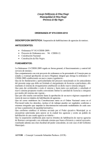 Ord.Nº 070-2012 Suspencion Habilitacion de agencias de remises
