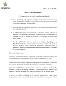 México, 21 de julio 2015. COMUNICADO DE PRENSA Propuestas