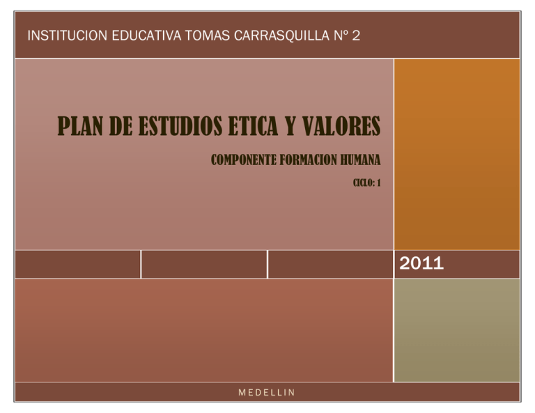 Tica Y Valores Ciclo 1 - Institución Educativa Tomás