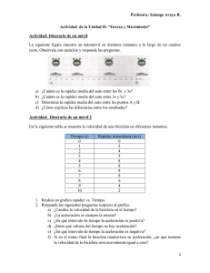 Profesora: Solange Araya R. Actividad: Itinerario de un móvil