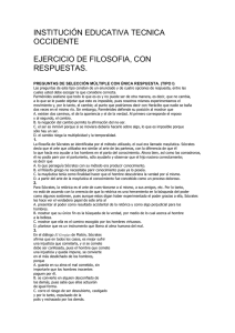 INSTITUCIÓN EDUCATIVA TECNICA OCCIDENTE  EJERCICIO DE FILOSOFIA, CON