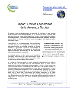 Japón: Efectos Económicos de la Amenaza Nuclear  conomía