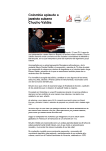 Colombia aplaude a jazzista cubano Chucho Valdés