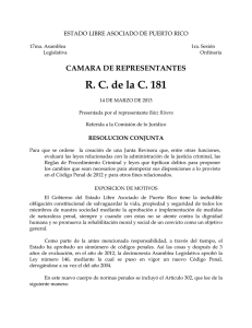 R. C. de la C. 181 CAMARA DE REPRESENTANTES